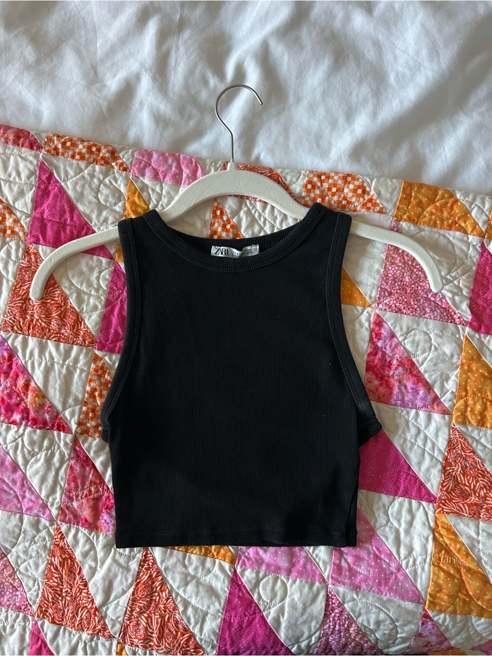 Zara Black Ribbed Crewneck Tank